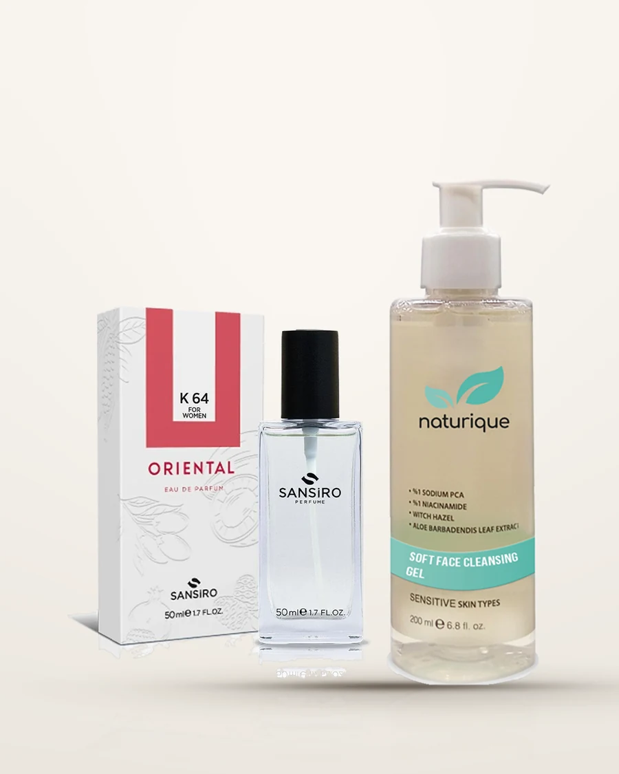 K-64 Kadın Parfüm 50ml Edp + Naturique Soft Face Cleansing Gel 200ml — Sansiro Produktbild